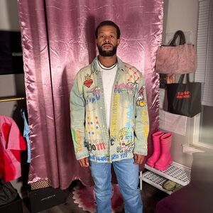 Men's Multicolor Graphic Denim Jacket